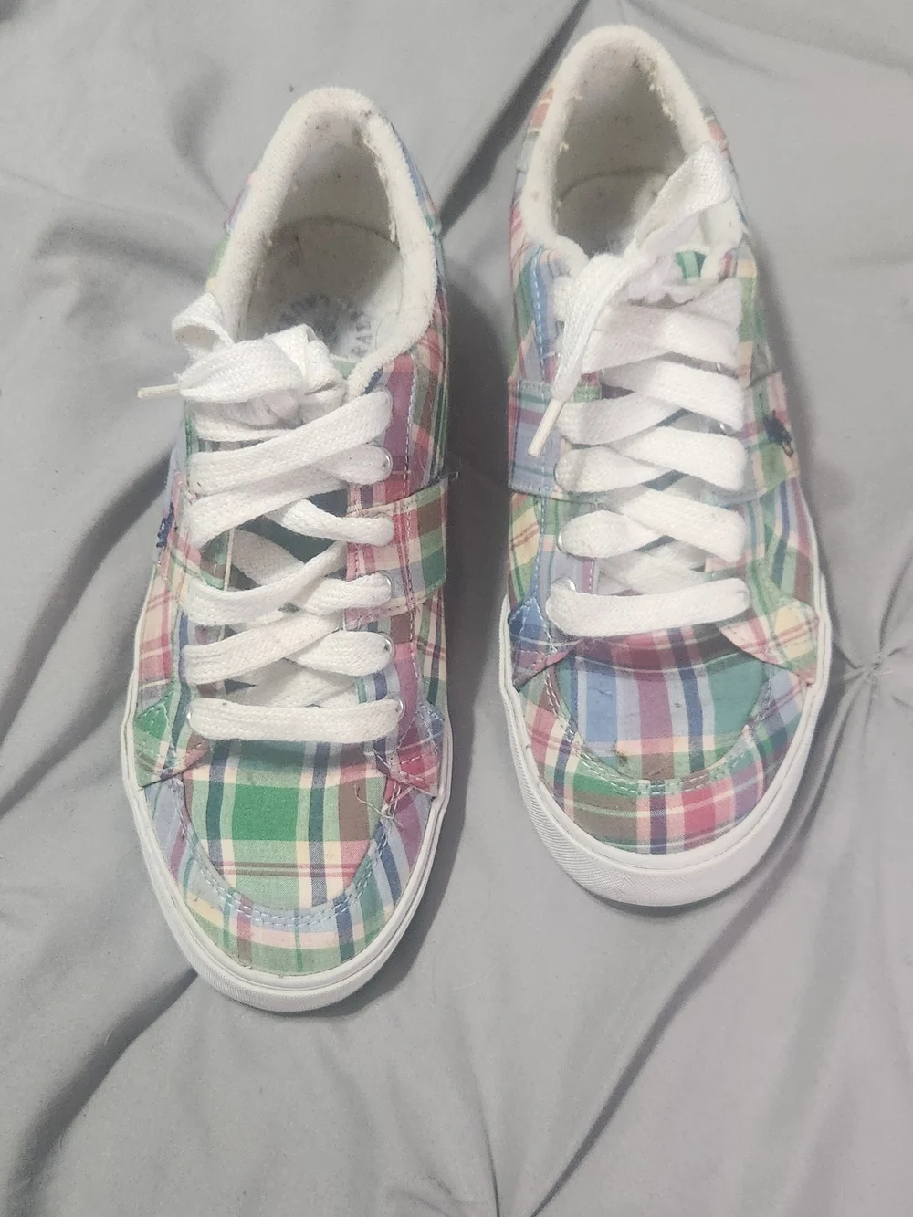 Womens Ralph Lauren Plaid Canvas Sneakers - Multi Color